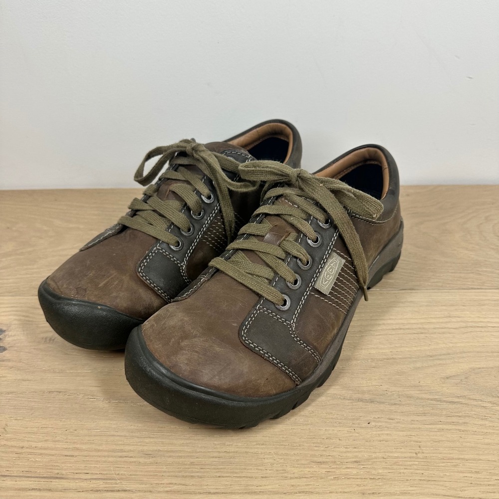 Keen Sneakers Men 9.5 Brown Leather Lace Up Outdoor Hiking Trail Rugged Casual